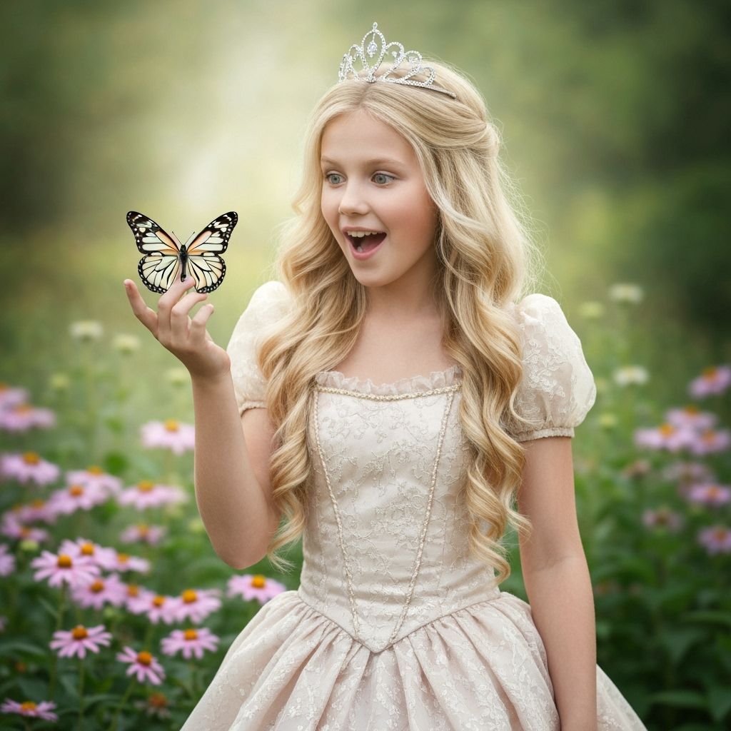 Butterfly with Princess in Whimsical Style