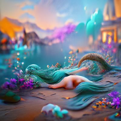 Detailed Mermaid Fantasy Concept Art in Deep Color