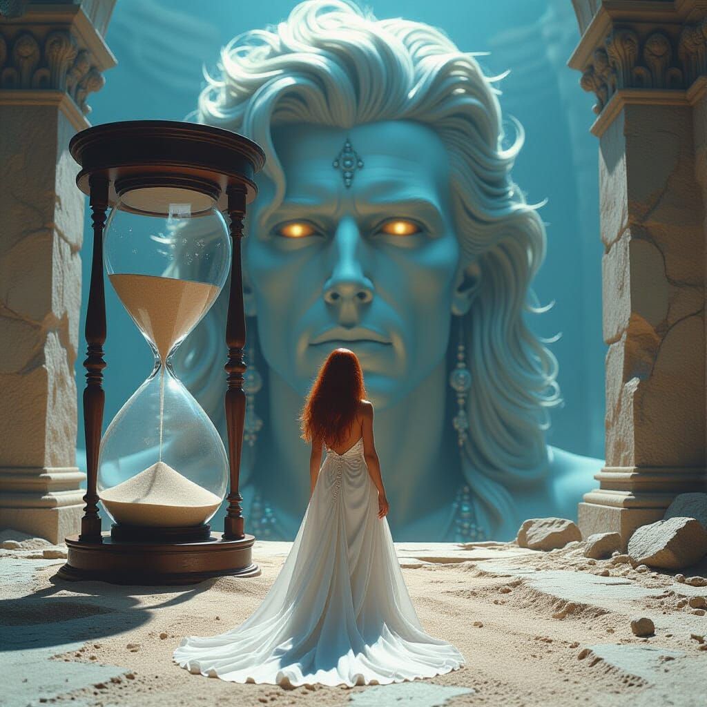 Hourglass Labyrinth: Sepia-Toned Surrealism