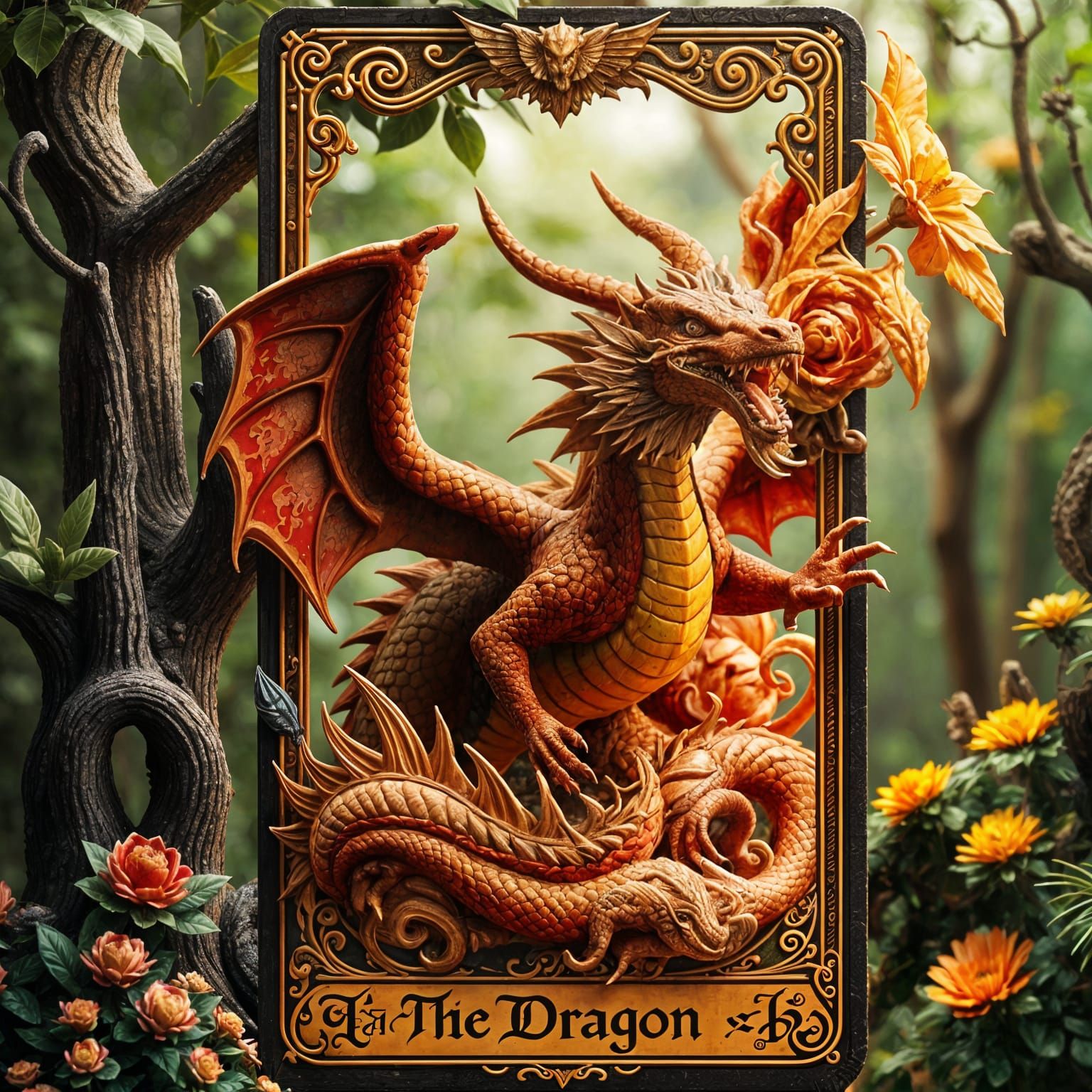 Dragon Emerges from Tarot Card: Impasto Painting