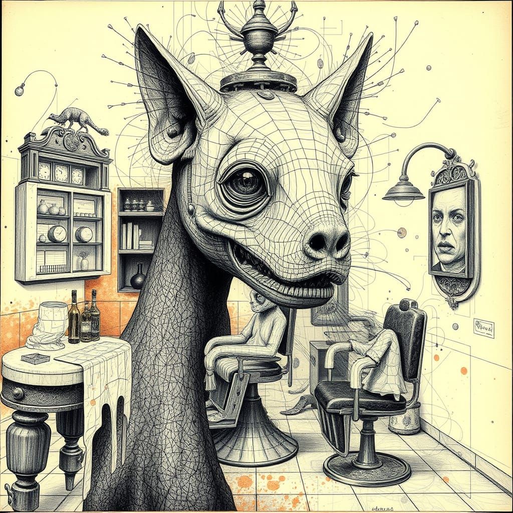 Surreal Barbershop in Neologism Soup: Digital Collage