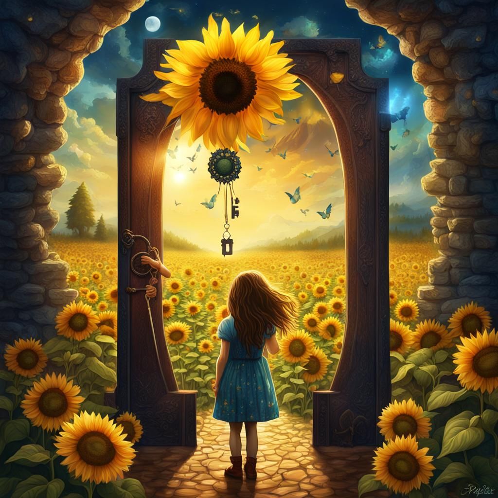 Sunflower Keyhole: Breathtaking Fantasy Art