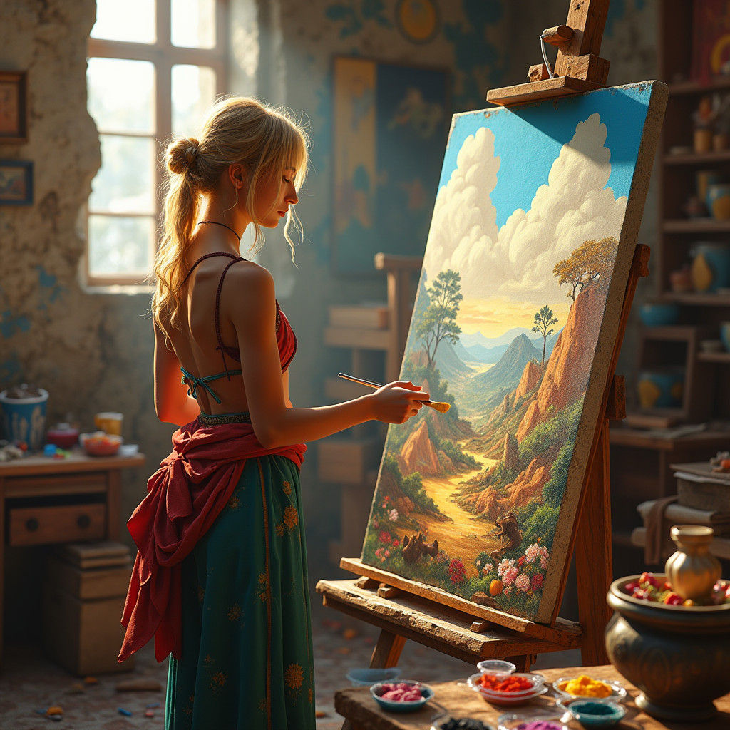 Roman Artist in Studio: A Matte Painting