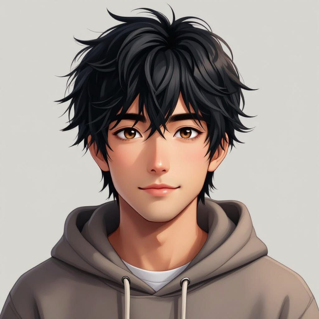 Handsome Anime-Style Man with Expressive Eyes