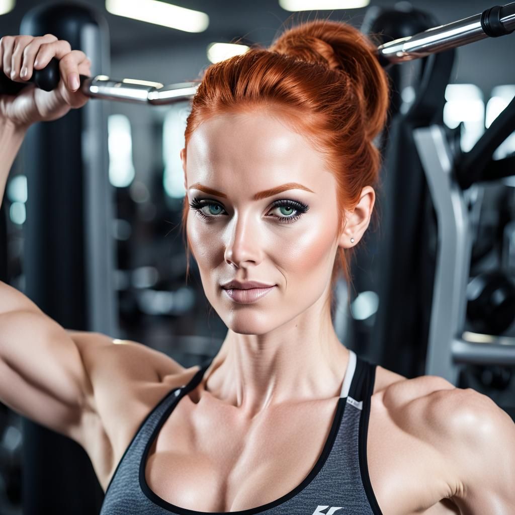 Detailed Portrait of a Redhead Fitness Model