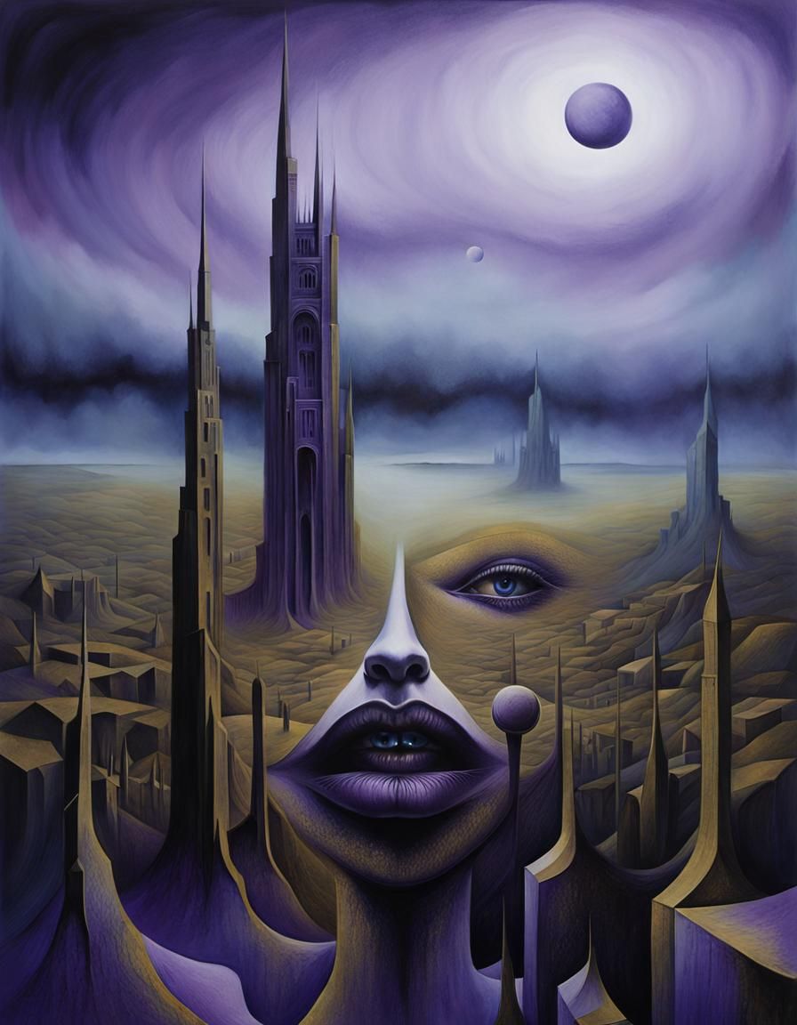 Ethereal Horror: Woman in Dystopian Surrealist Portrait