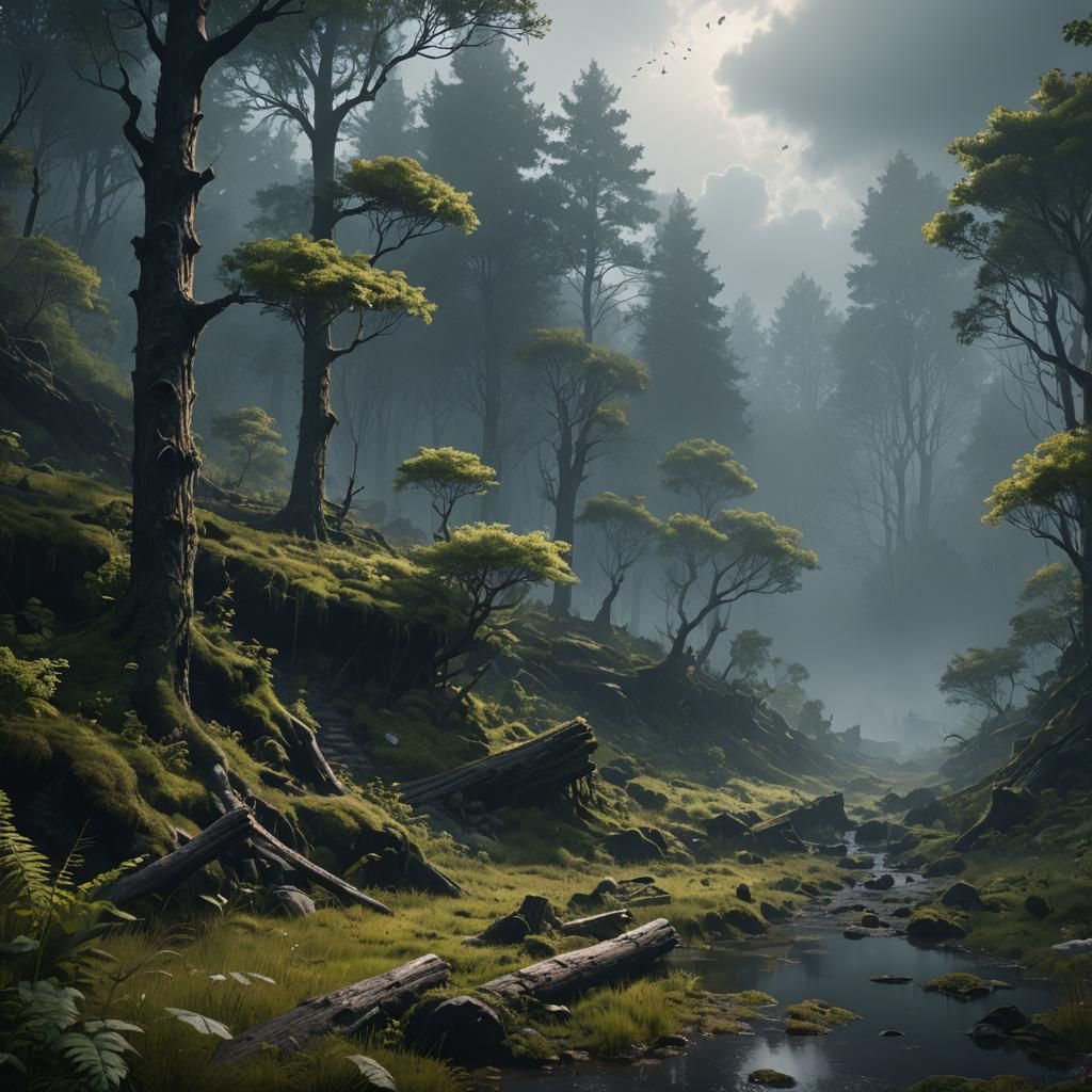 Black Forest Rising: Detailed Matte Painting