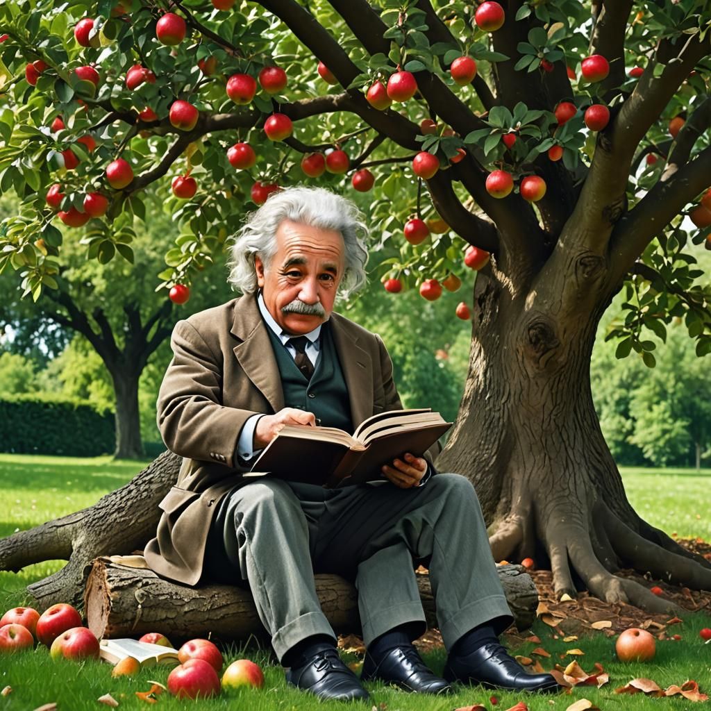 Einstein's Apple Encounter: A Cinematic Hyperrealistic Inter...