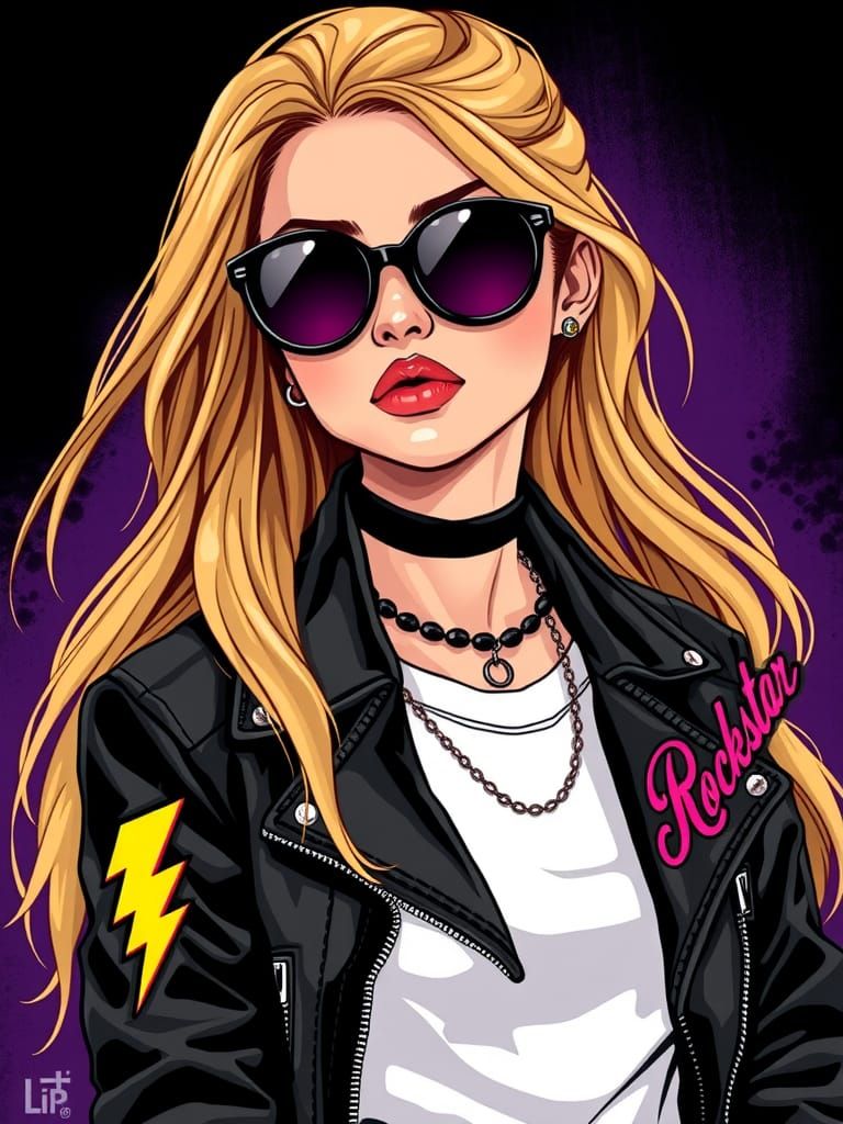 Stylish Blonde Woman in Leather Jacket