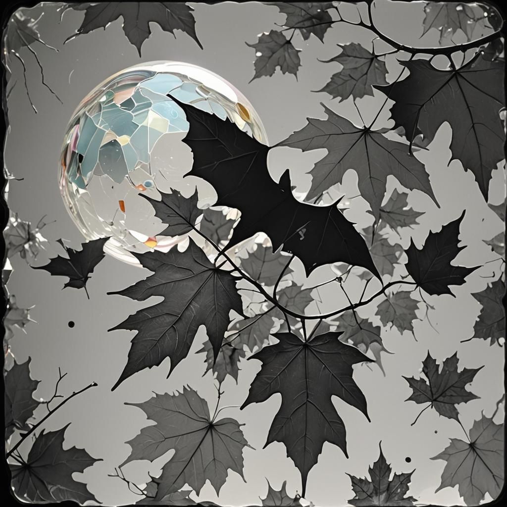 Surreal Glass Sphere with Fragmented Figures