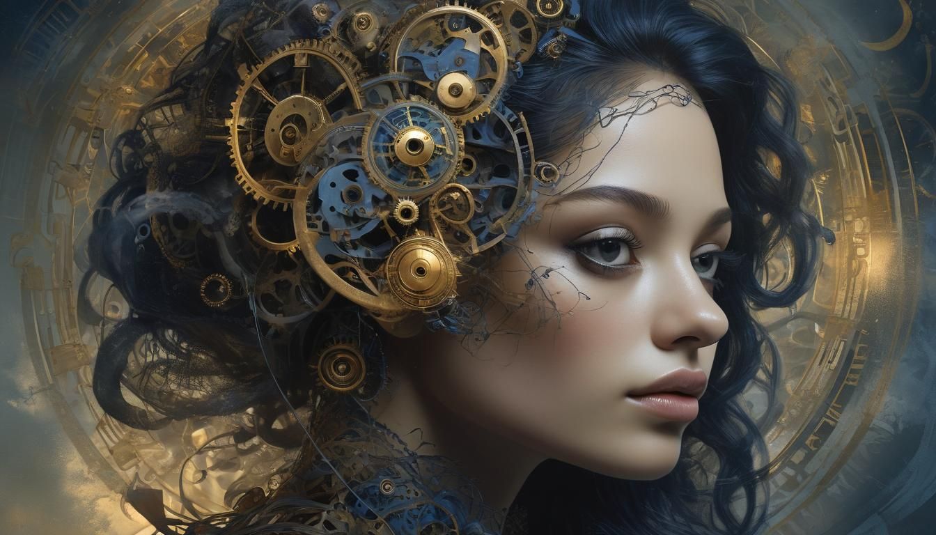 Surreal Portrait: Woman's Face in Contrasting Light