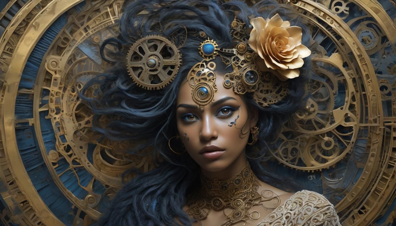 Surreal Dark Fantasy Portrait with Contrasting Light