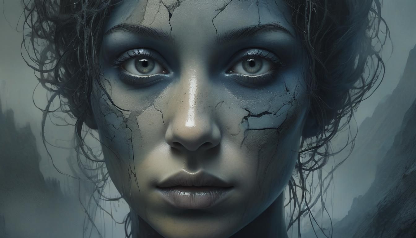 Surreal Portrait: Woman Divided by Light and Dark