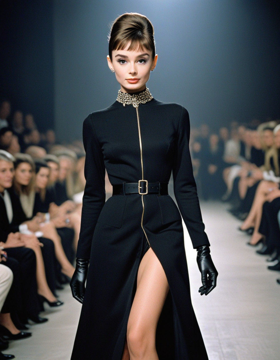 Audrey Hepburn as Cyberpunk Supermodel Struts Down the Catwa...