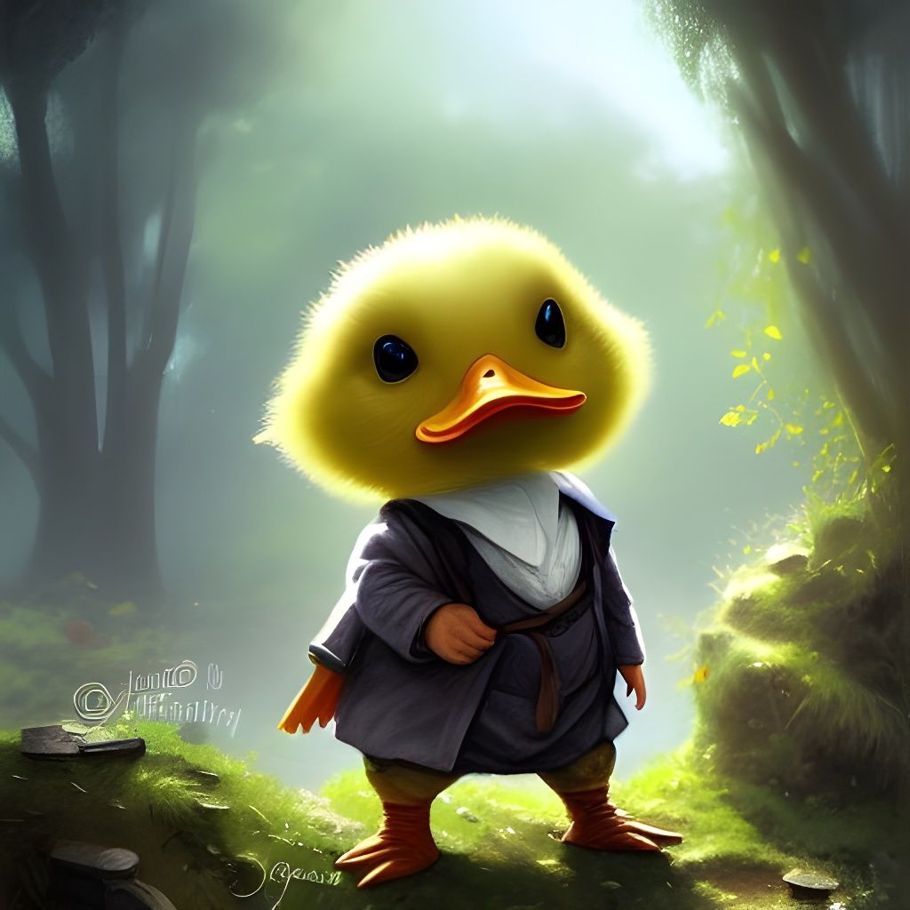 Duckling Hobbit in Detailed Digital Art Style