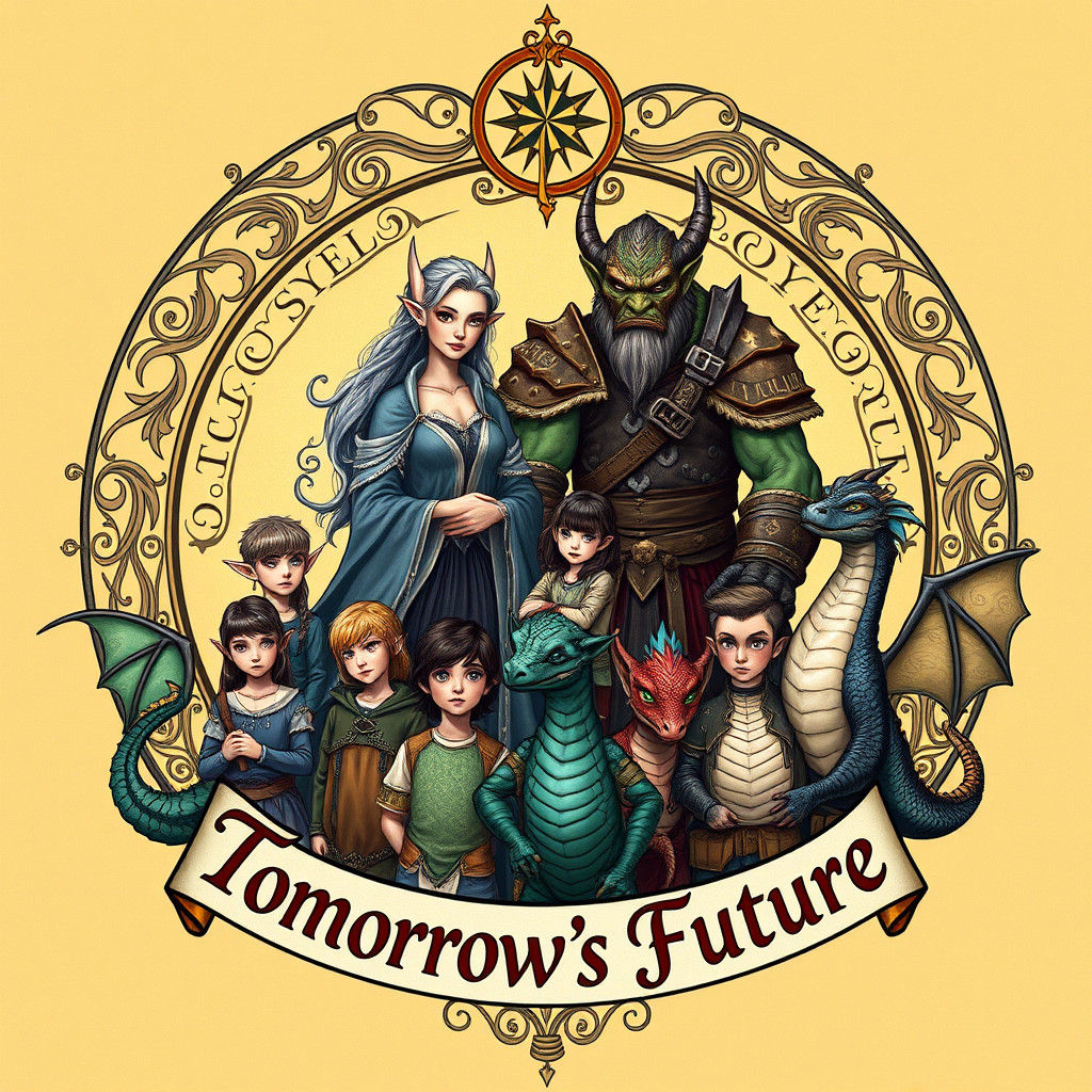 School Crest with Elf Priestess and Orc Warrior