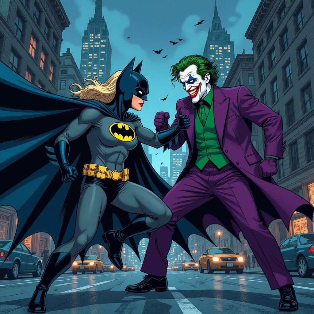 Meryl Streep as Batman vs Jim Carey as Joker