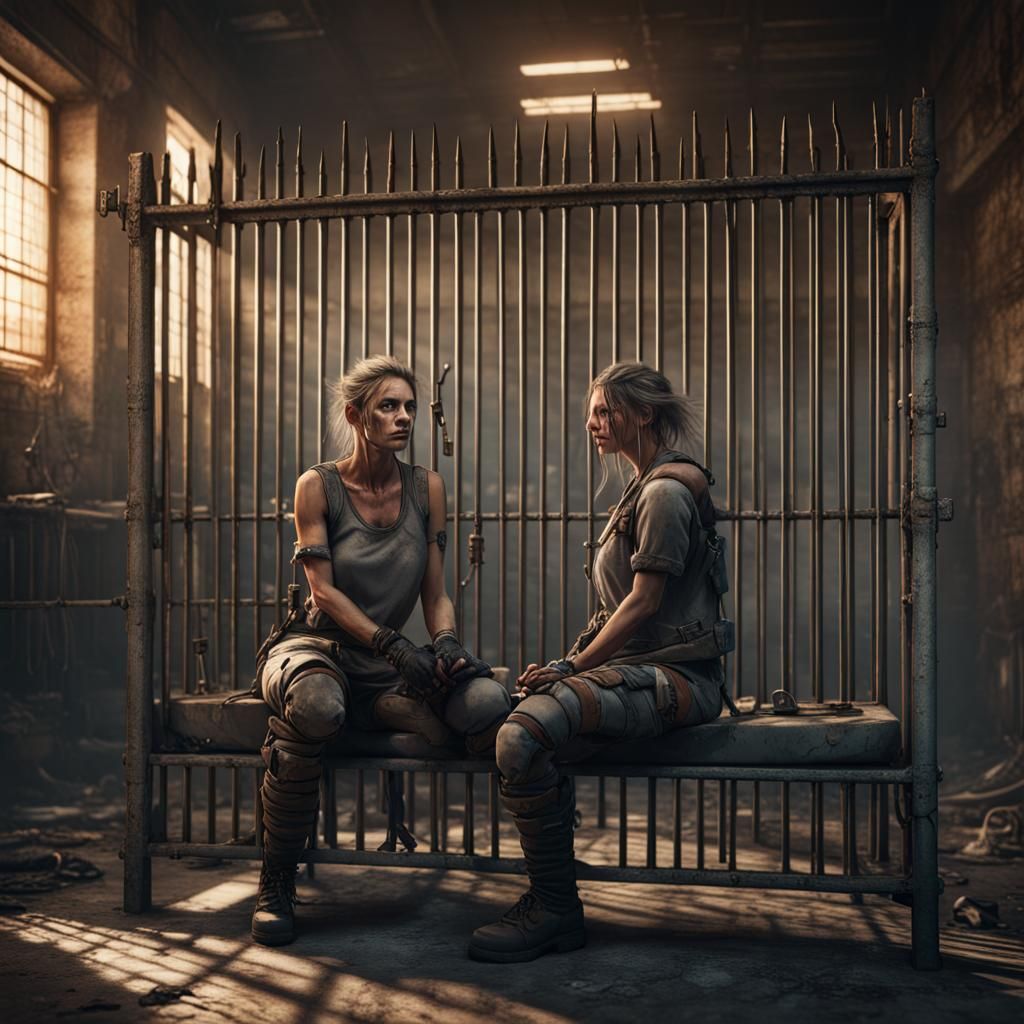 Post-Apocalyptic Woman in Jail: Detailed Matte Painting