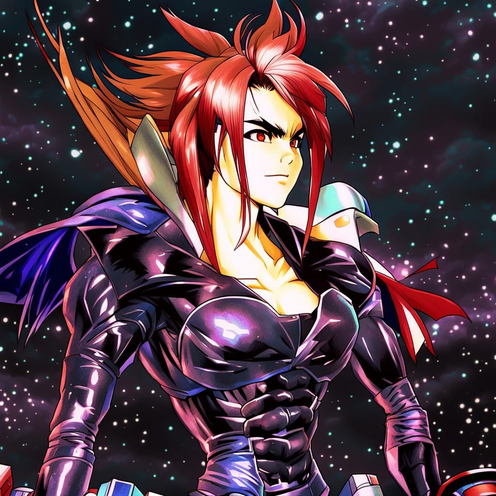 Cyberpunk Anime Warrior Kaiyn in 90s Art Style