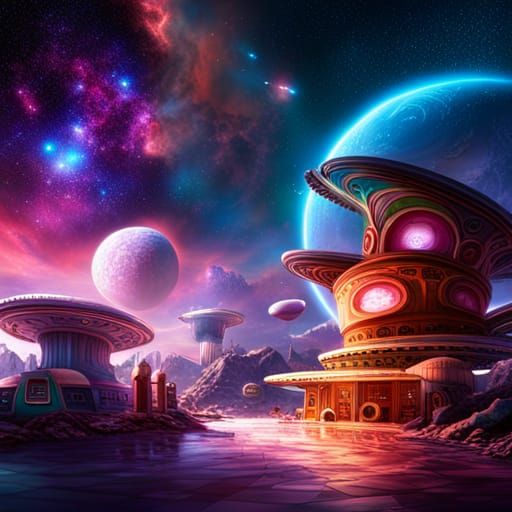 Intergalactic Cafe: Aliens Sipping Cosmic Drinks