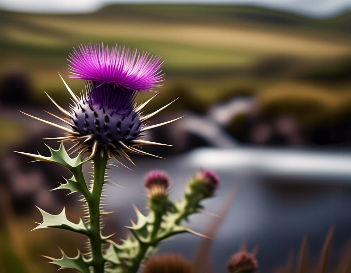Scottish Landscape with Thistles: Professional Photography