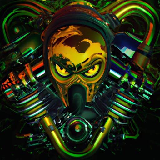 Harley Davidson Gas Mask Motorcycle: Digital Matte Painting