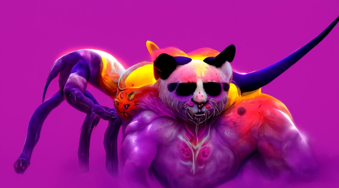 Handsome Panda Flexing Muscles in Dark Fantasy Style