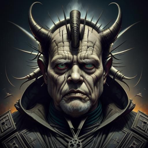 Surreal Giant Towers over Scared Village