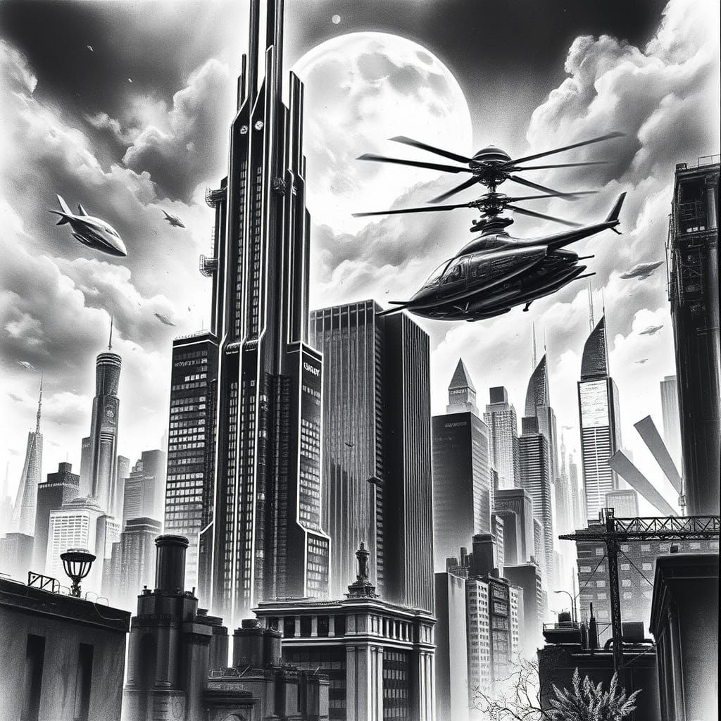 Futuristic New York Cityscape in Cyberpunk Style