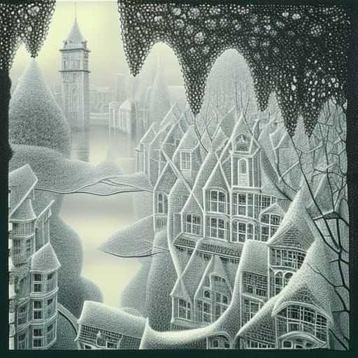 Ethereal Lace Landscape Inspired by Visionary Art