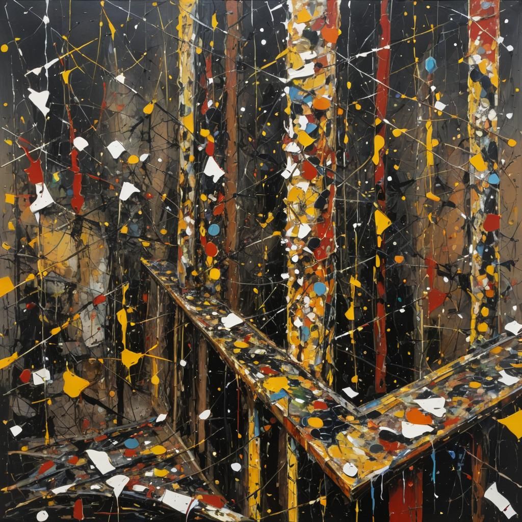 Abstract Bar Interior in Expressionist Style