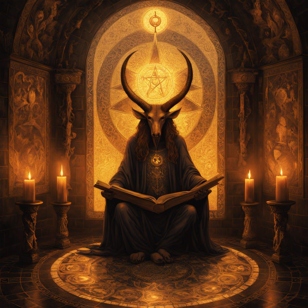 Surreal Occult Scene in Dark Academia Style