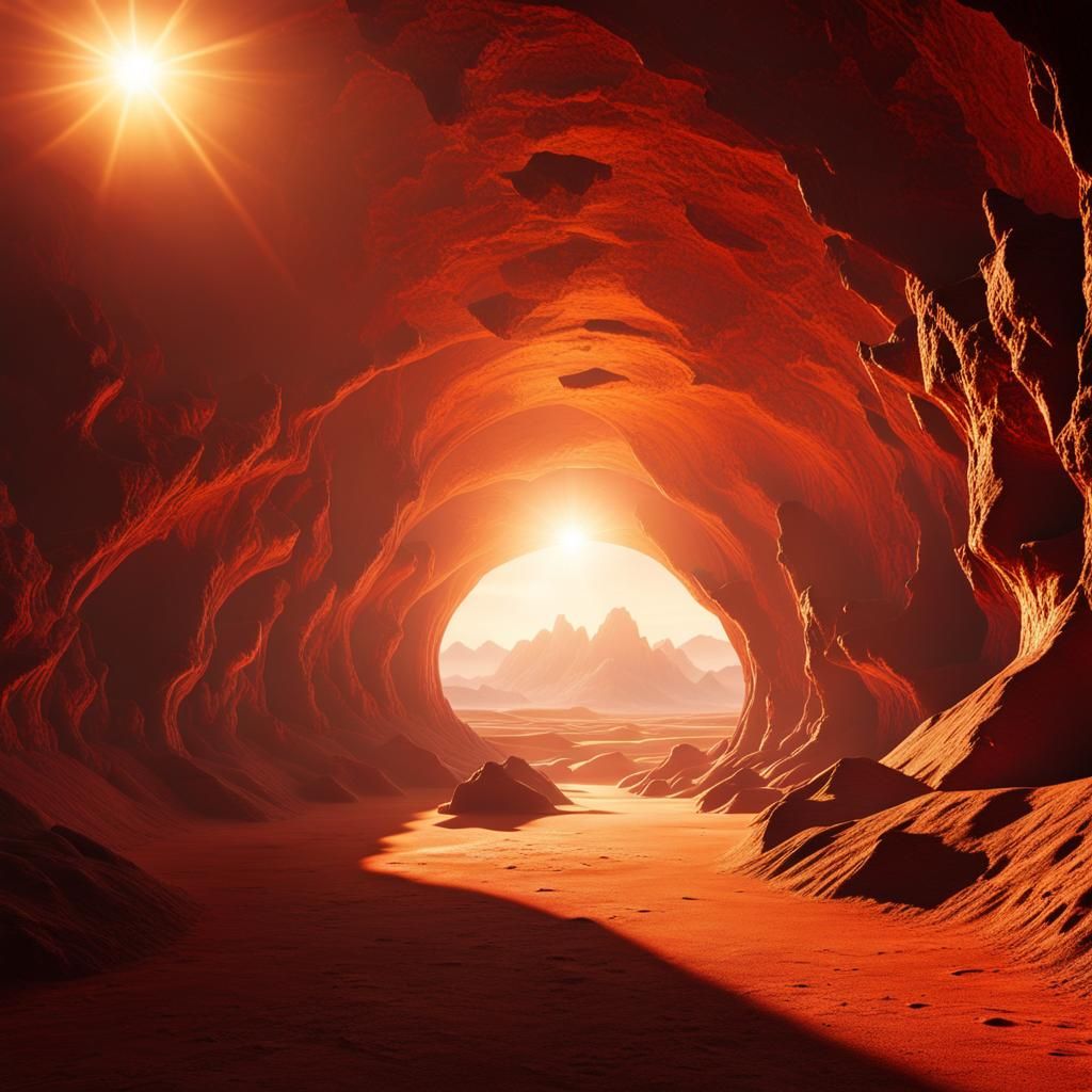 Futuristic Martian City in Underground Cavern