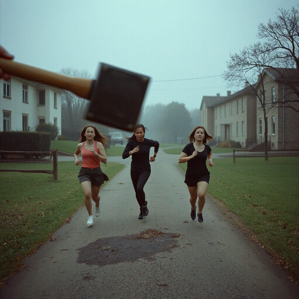 Dramatic Sledgehammer Strike on Jogging Women