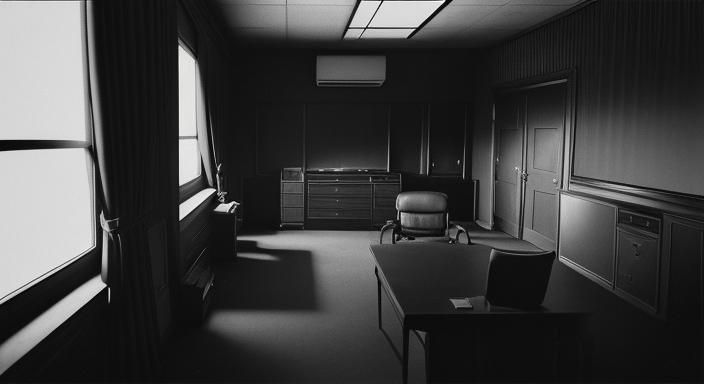 Noir Detective in Smoke-Filled Office