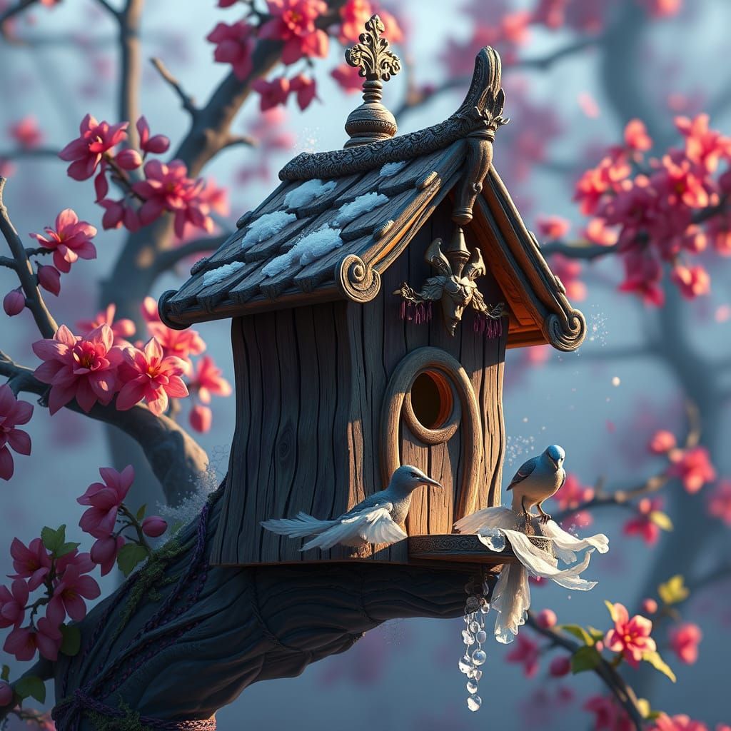 Fantastical Birdhouse: Detailed Matte Painting