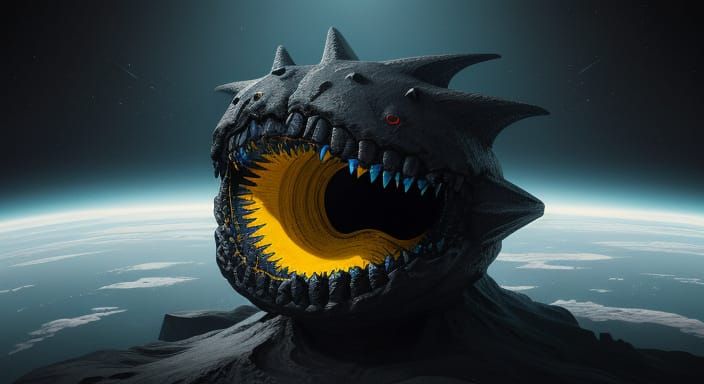 Massive Maw Devours Spaceship in Dramatic Void