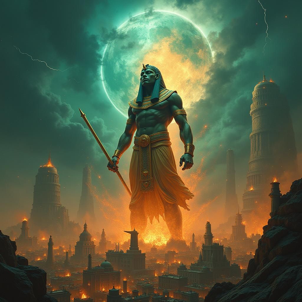 Egyptian God Destroys Metropolis with Divine Energy