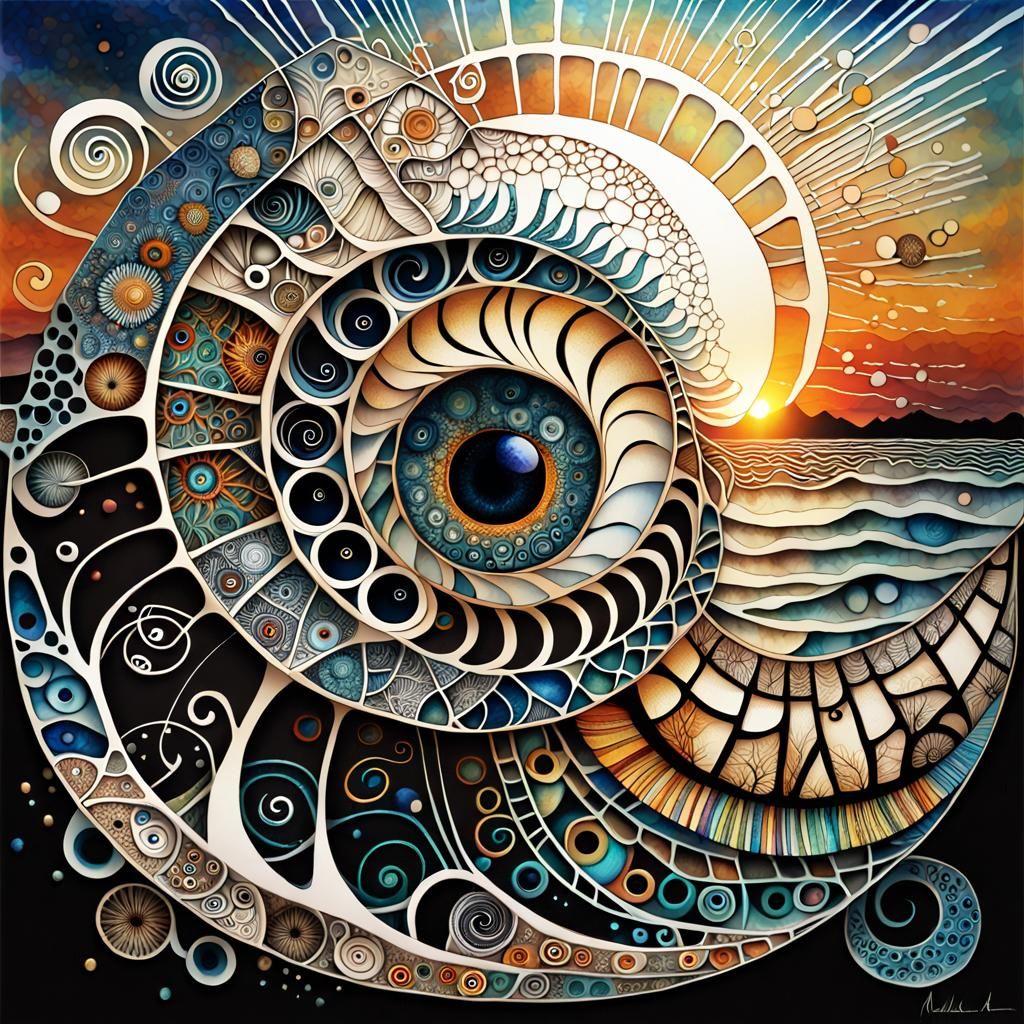 Intricate Zentangle Eye in Ethereal Cosmic Scene