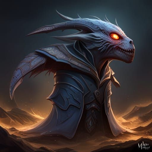 Dark Fantasy Hooded Alien Creature in 8K