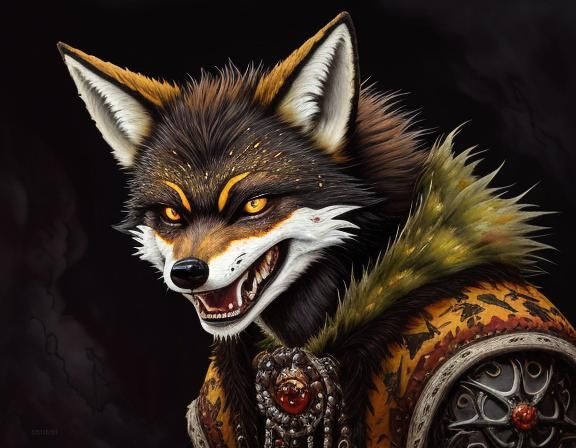 Damaged Jackal-Fox-Wolf Mask in Punk-Goth Style