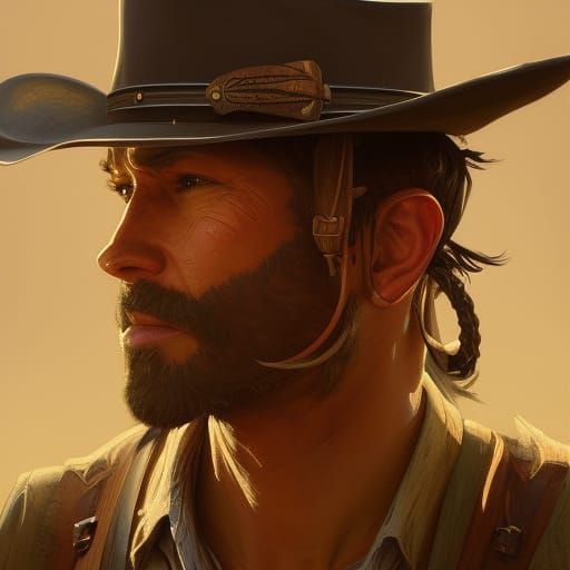 Detailed Cowboy Portrait in Hyperrealistic Style
