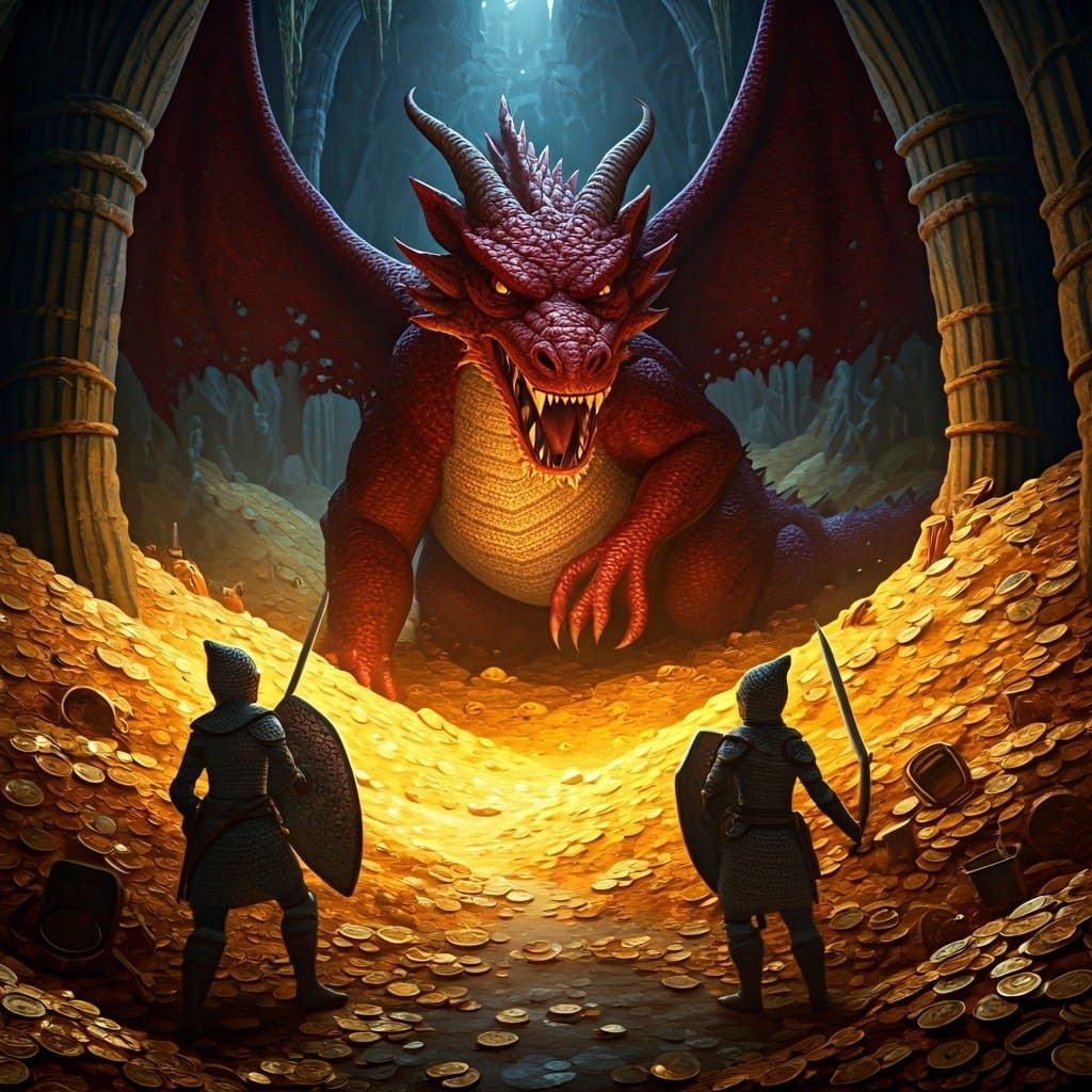 Crochet Dragon Battle in Mystical Cavern