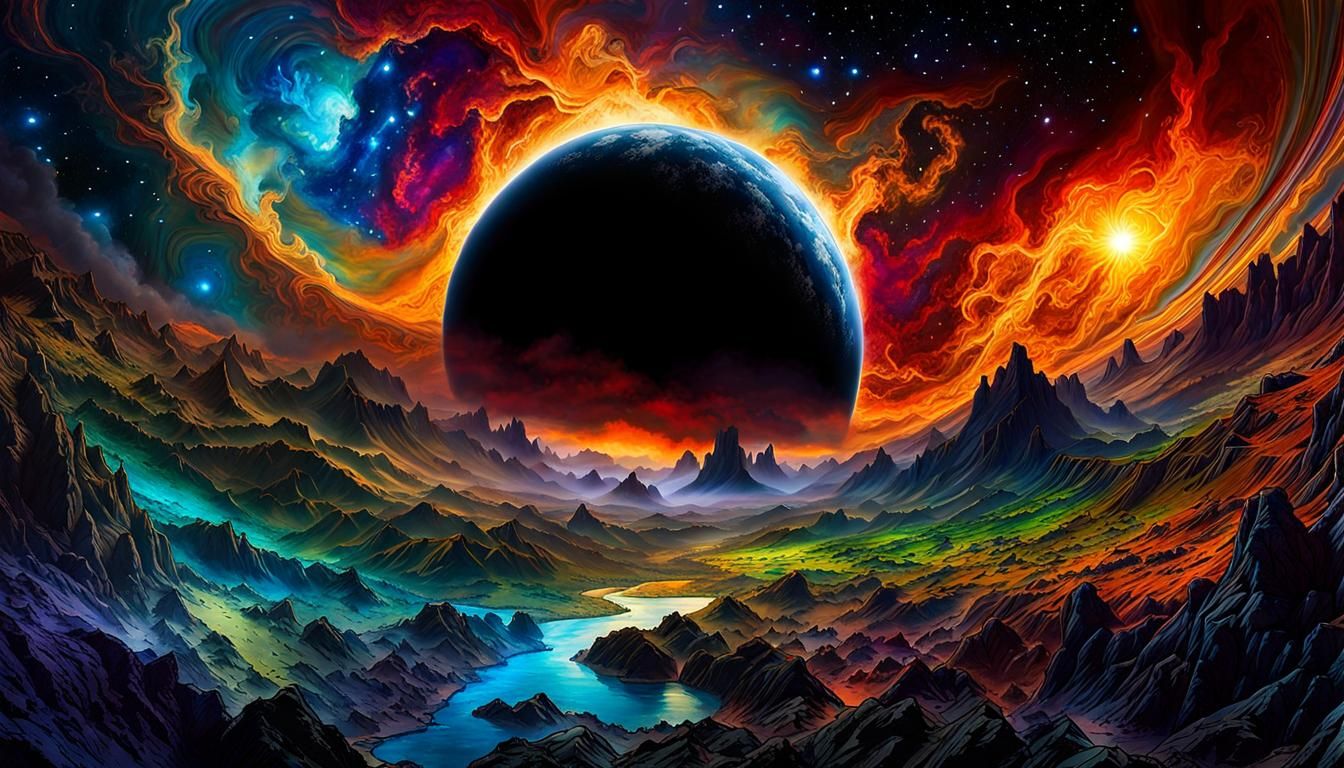 Cosmic Earth Art Masterpiece in Alcohol Ink Style