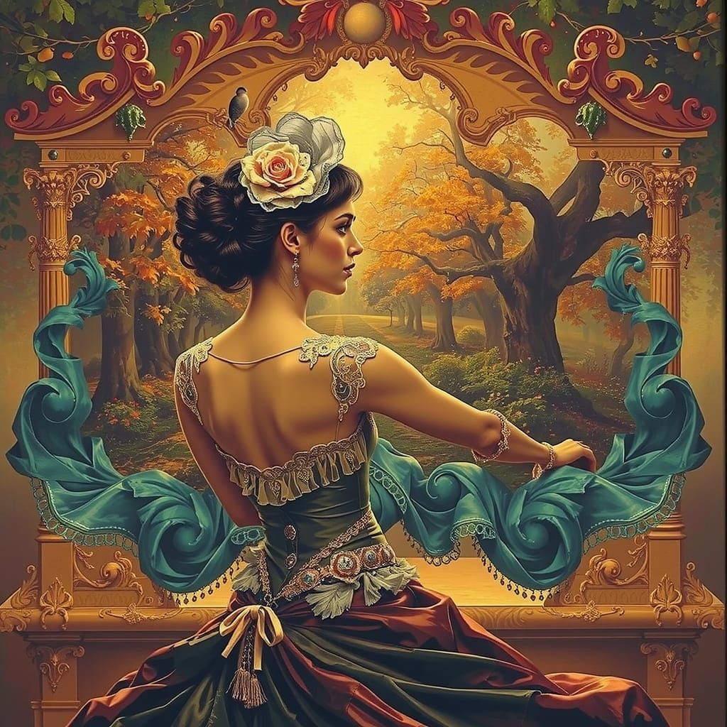 French Countryside Scene in Rococo Style