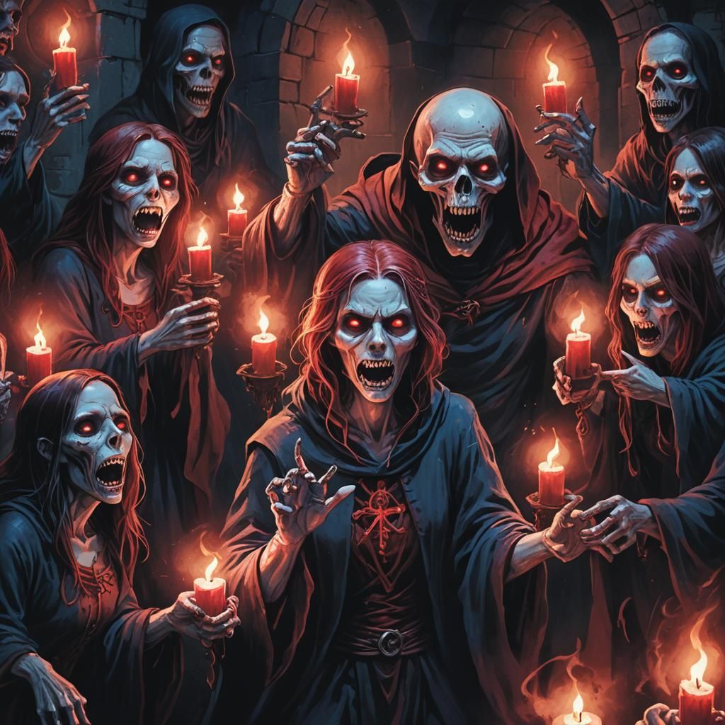 Ghouls Burst Forth from Crypt in Dark Fantasy Style