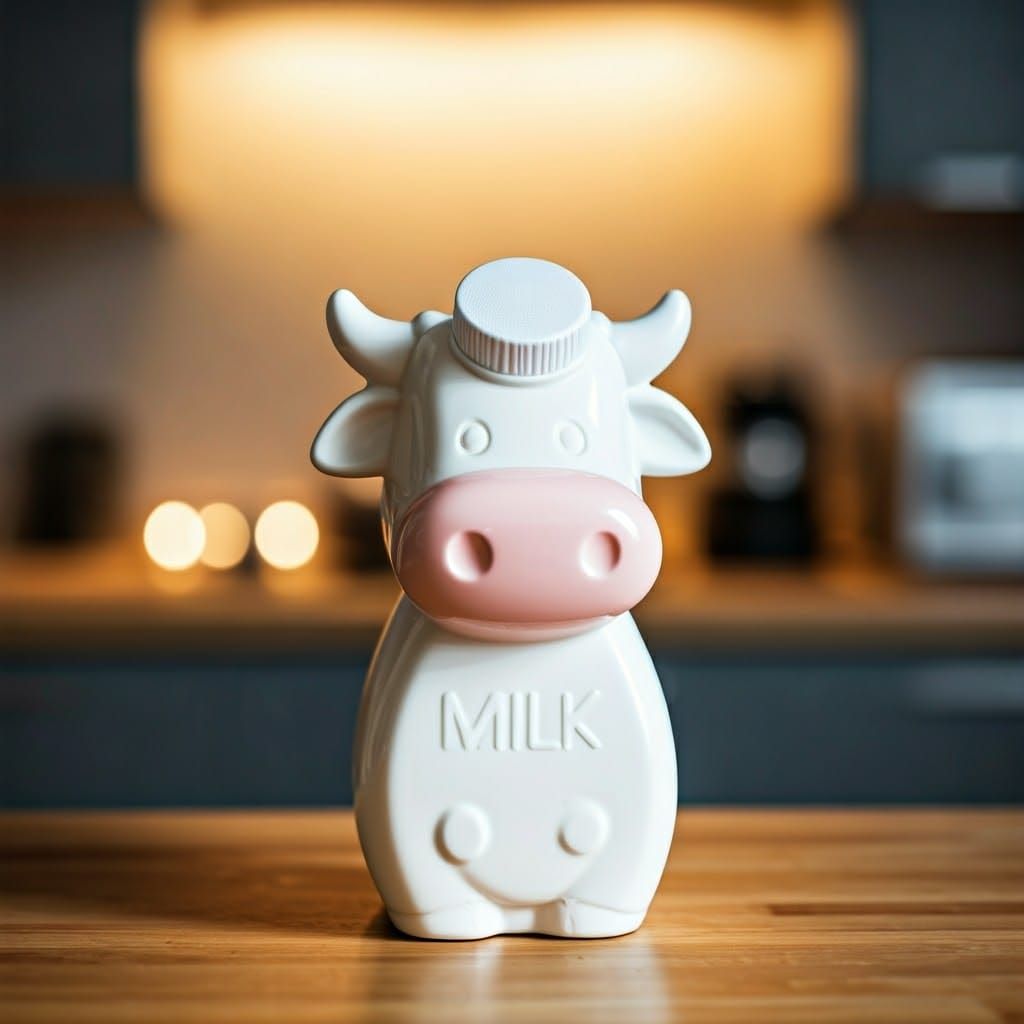 Cow-Shaped Milk Carton: Professional Kitchen Photography