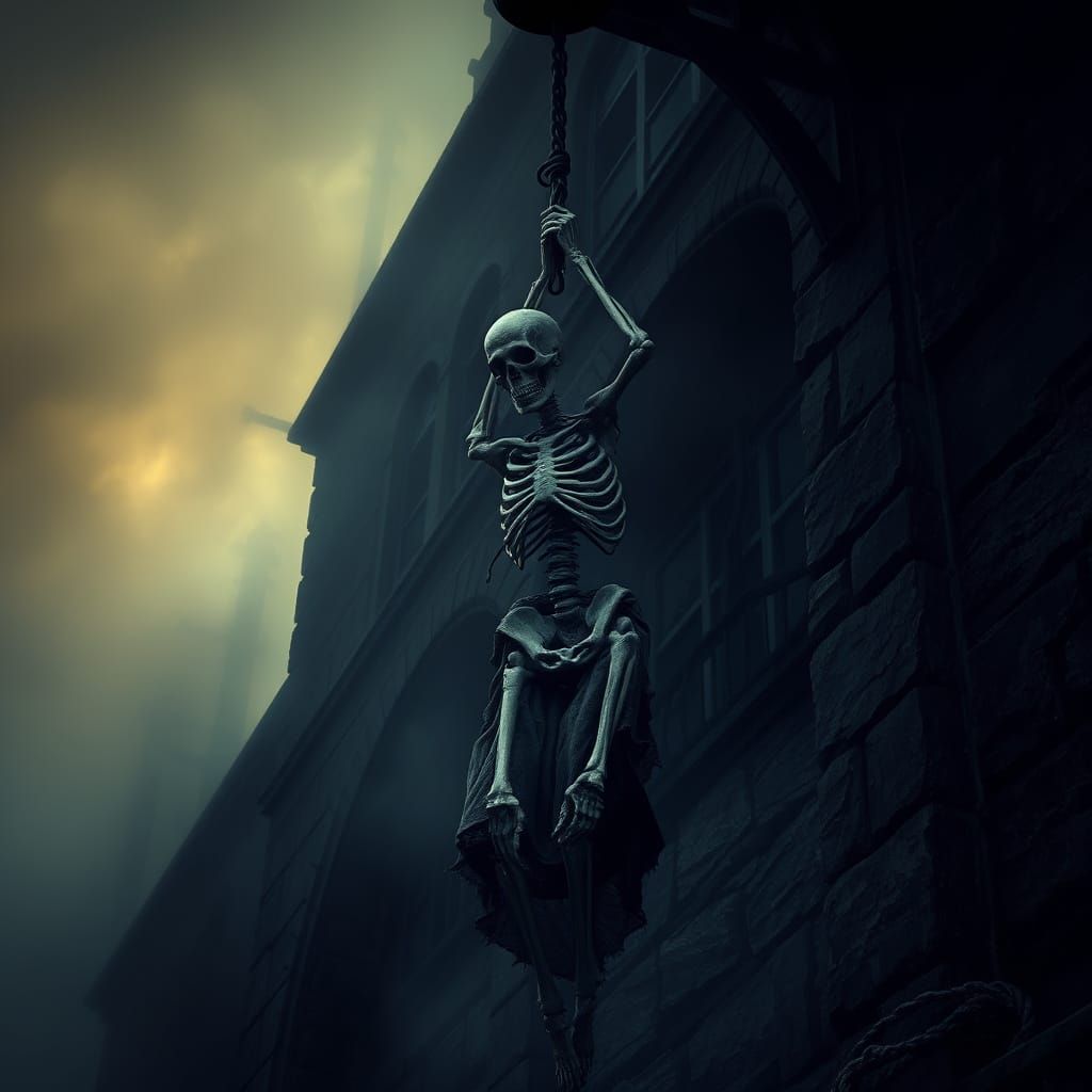 Gothic Horror in Iron Gibbet, 18th Century Style, as Dark Fa...