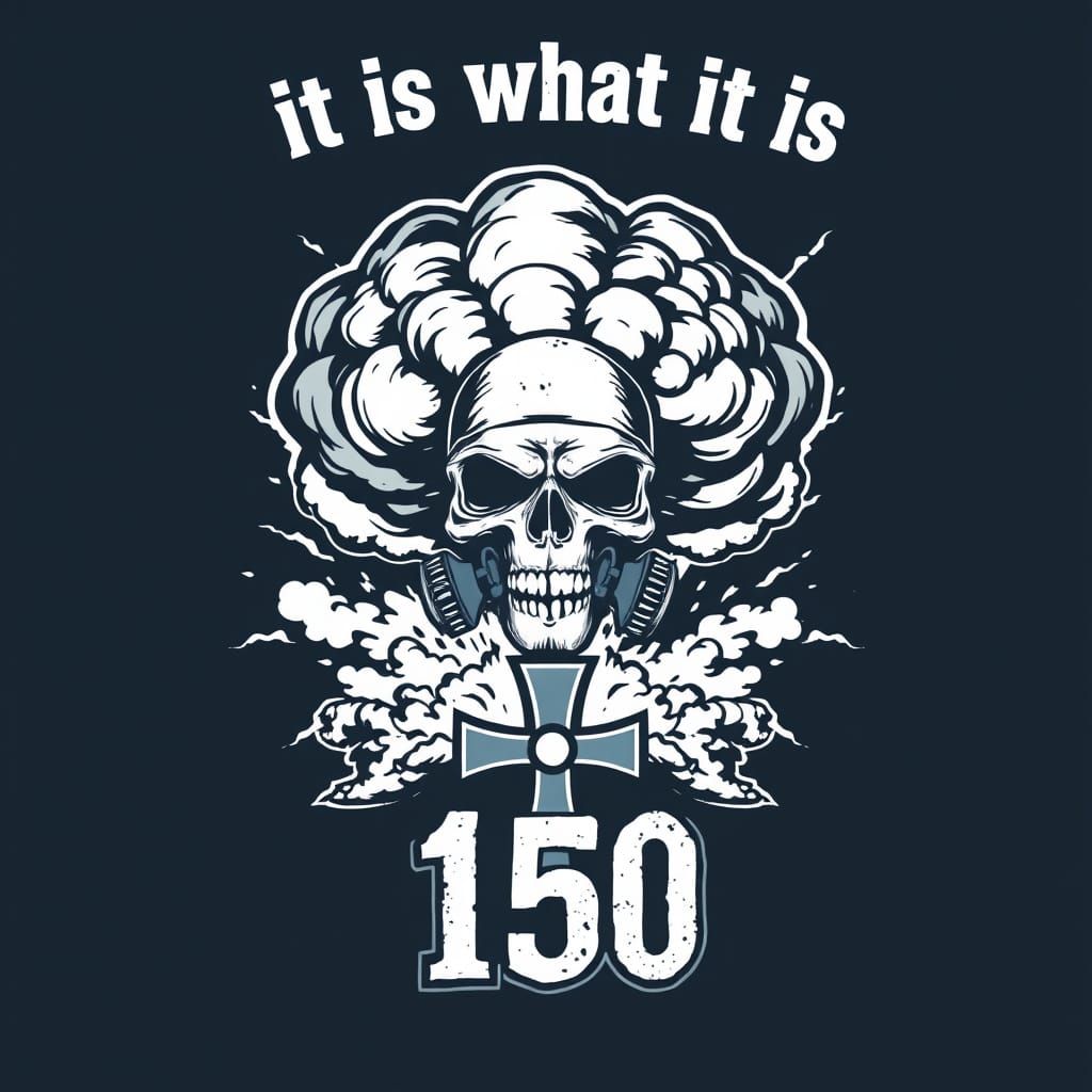 Gritty Military Logo with Skull, Cross and Explosion