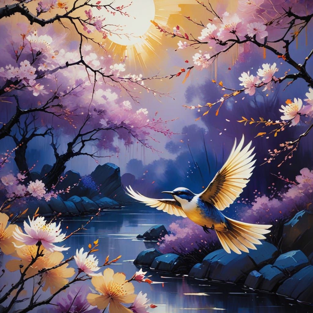 Vibrant Blossoms Dancing in Sunset Light